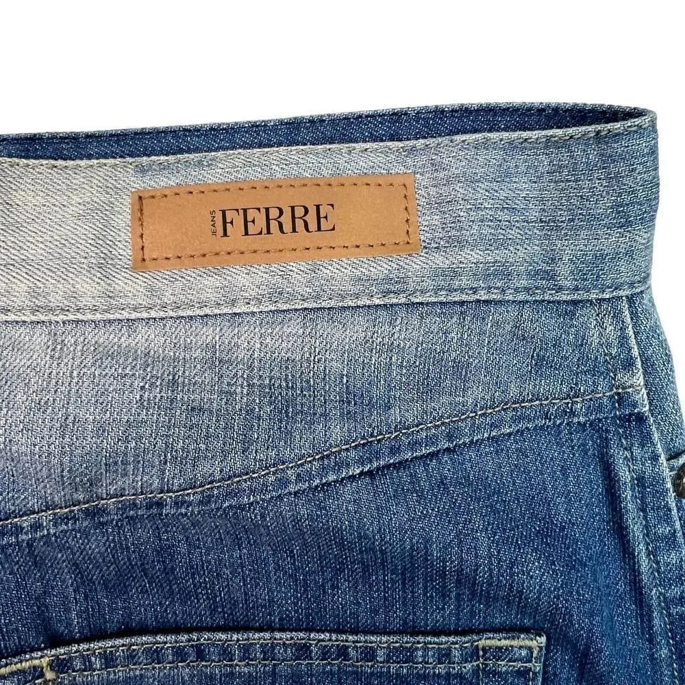 New GF FERRE Women US 28 Denim Pencil Washed Jean Skirt Classic Casual Look - Picture 1 of 14